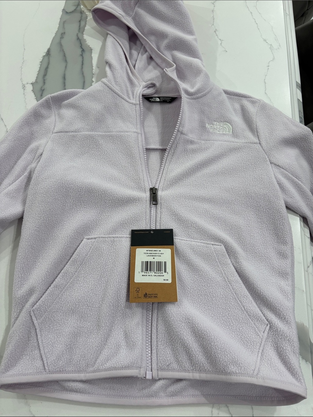 BNWT The North Face Light Lavender Full-Zip Fleece Hoodie Girls Size M 10